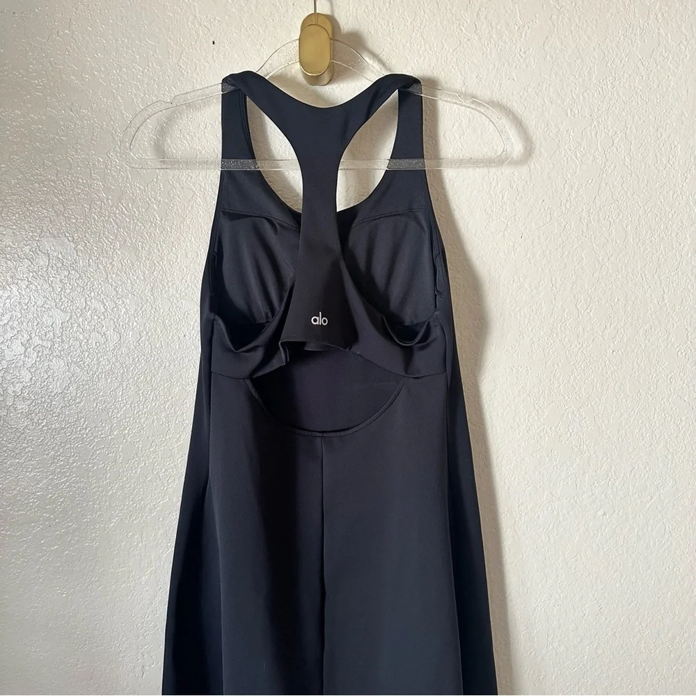 ALO Yoga Black Scoop Neck Racerback Mini Dress